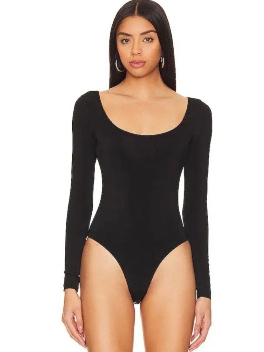 ALLSAINTS Long Sleeve Black Scoop Neck Bodysuit Women Size 10